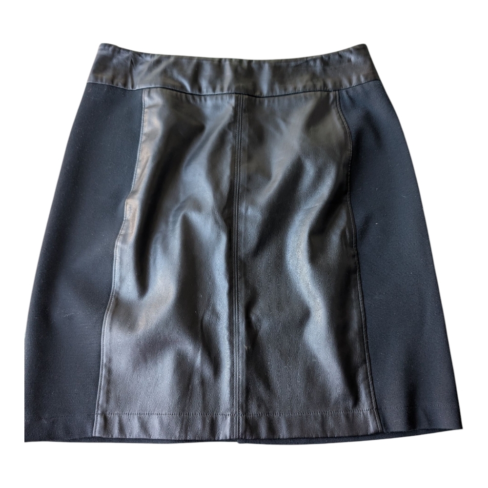 CAbi Black Leather Mini Skirt
